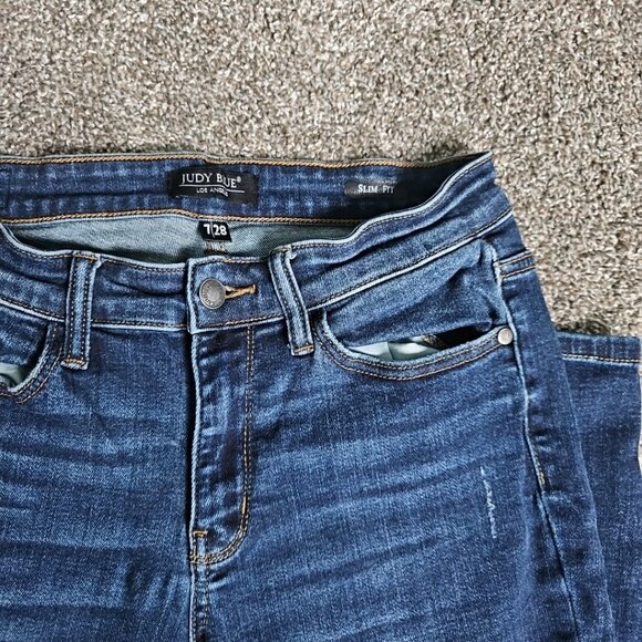 Judy Blue Los Angeles Womens Size 7x28 Slim Fit Stretchy Waist Denim Jeans - Picture 8 of 10